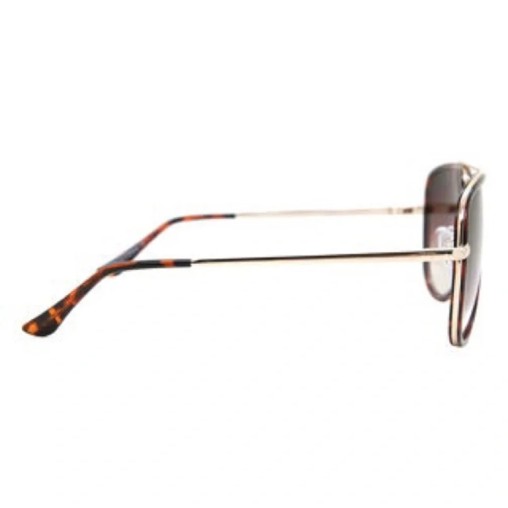 QUAY All In Sunglasses Tortoise Frame Brown Gradient Lenses Aviators Unisex NWT